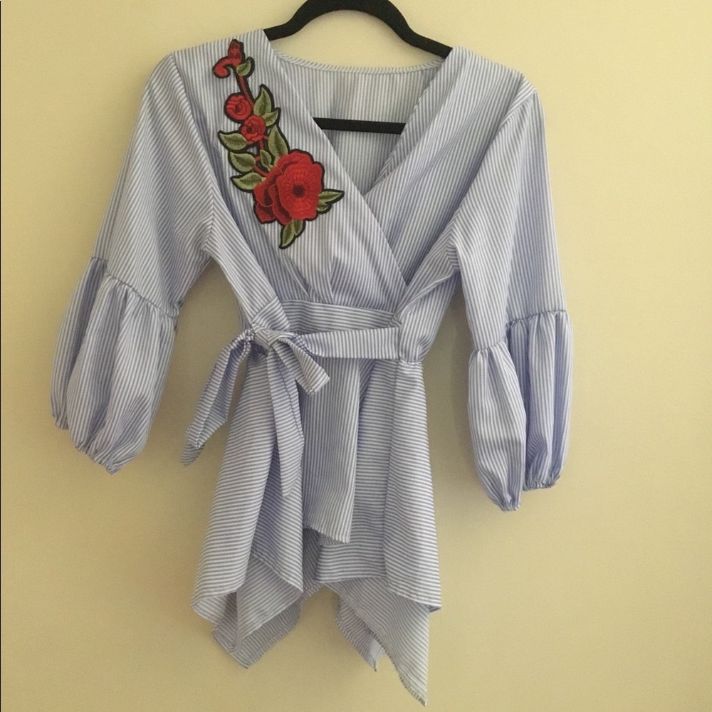 Blue floral blouse